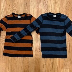 Polarn O. Pyret Kids Striped Long Sleeve Shirts - Brown and Blue 5/6